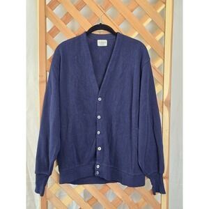 Vintage Pine State Sweater Mens Size Large L Cardigan Button Up Acrylic 80s Navy